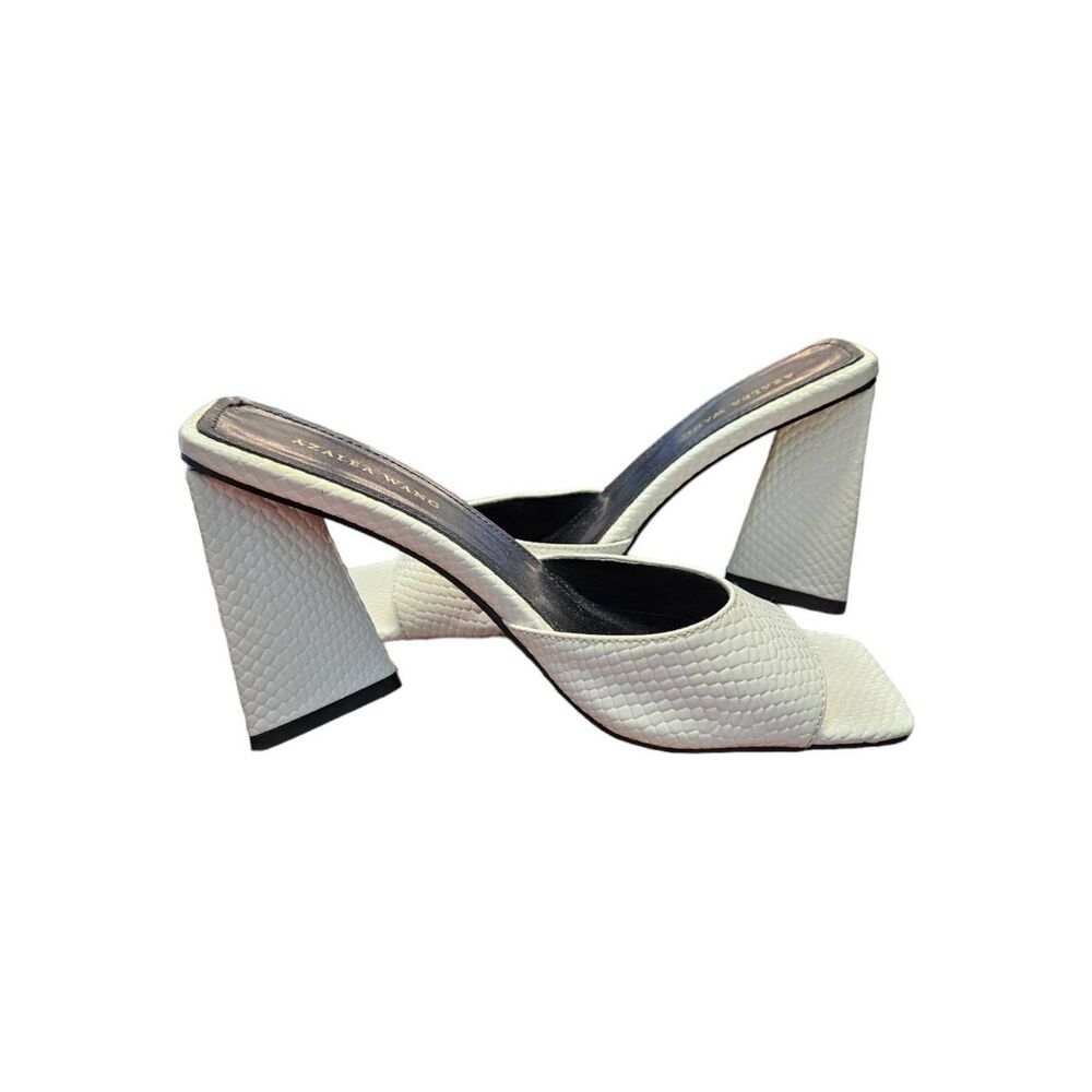 Azalea Wang White Textured Open Toe Mules Size 8.5 - Picture 2 of 10